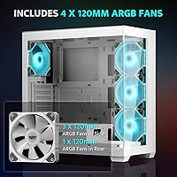 Vista 4 de darkFlash Chasis para PC ATX Torre Media, Caja de Computadora con 4 Ventiladores ARGB PWM Pre-Instalados, Caja para PC Gaming con Vista Completa