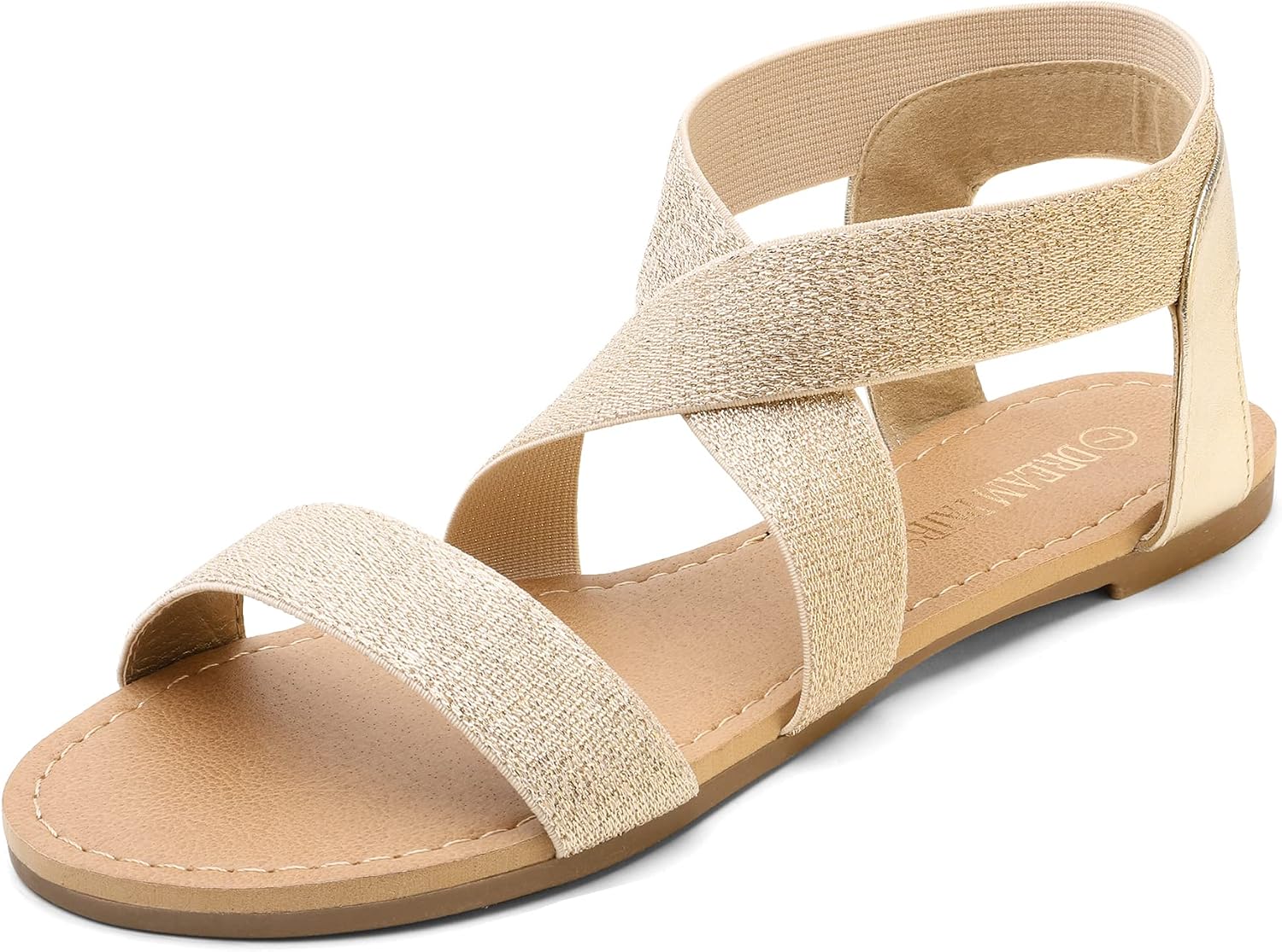 DREAM PAIRS Women's Elastic Ankle Strap Flat Sandals Summer Dressy Shoes Cute Strappy Gladiator Sandals