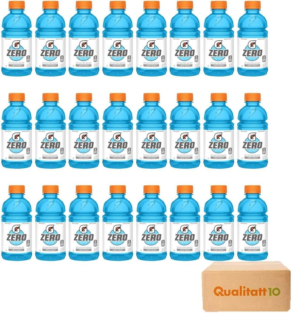 QUALITATT 10 BOX - with Flavor Cool Blue Zero 24 Pack of Sport Drink Plastic Bottles 12 fl oz