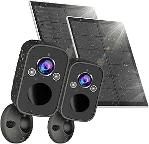 Rraycom Wireless Solar Security Camera Outdoor with Siren Alarm & Spotlight, 5MP Battery-Powered Security Camera with 130° Angle, AI Motion Detection,2-Way Talk, Cloud/SD, IP65 asin的图片