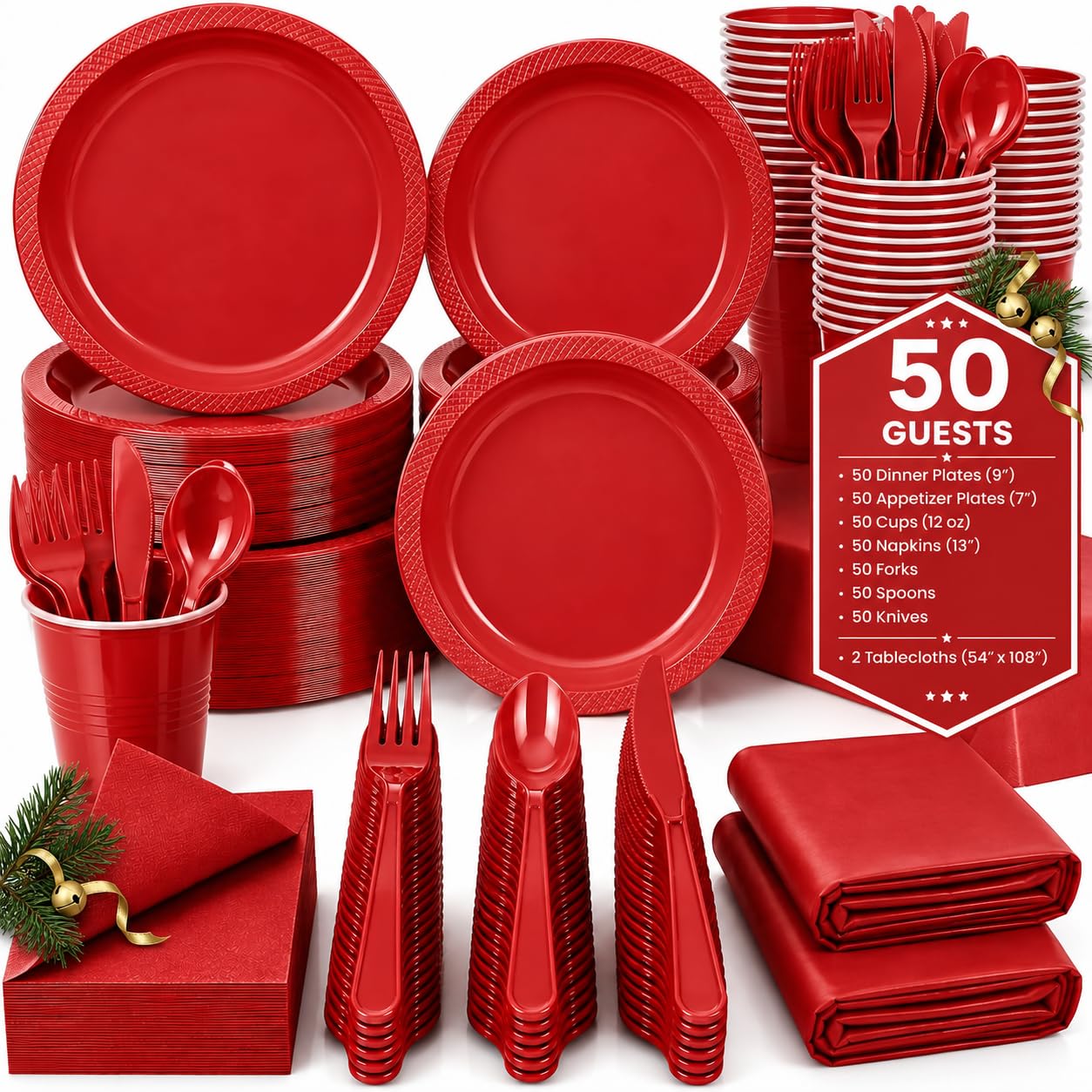 Tinybee 352 Piece Disposable Plates Set - Serves 50 -8