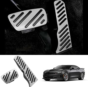 Brake and Accelerator Pedal Covers Pad for Chevy Camaro 2016-2024 2PCS Car Pedal Covers No Drilling Aluminum Alloy Anti-Slip Gas Pedal Brake Pedal Cover Interior Accessories kitSilver