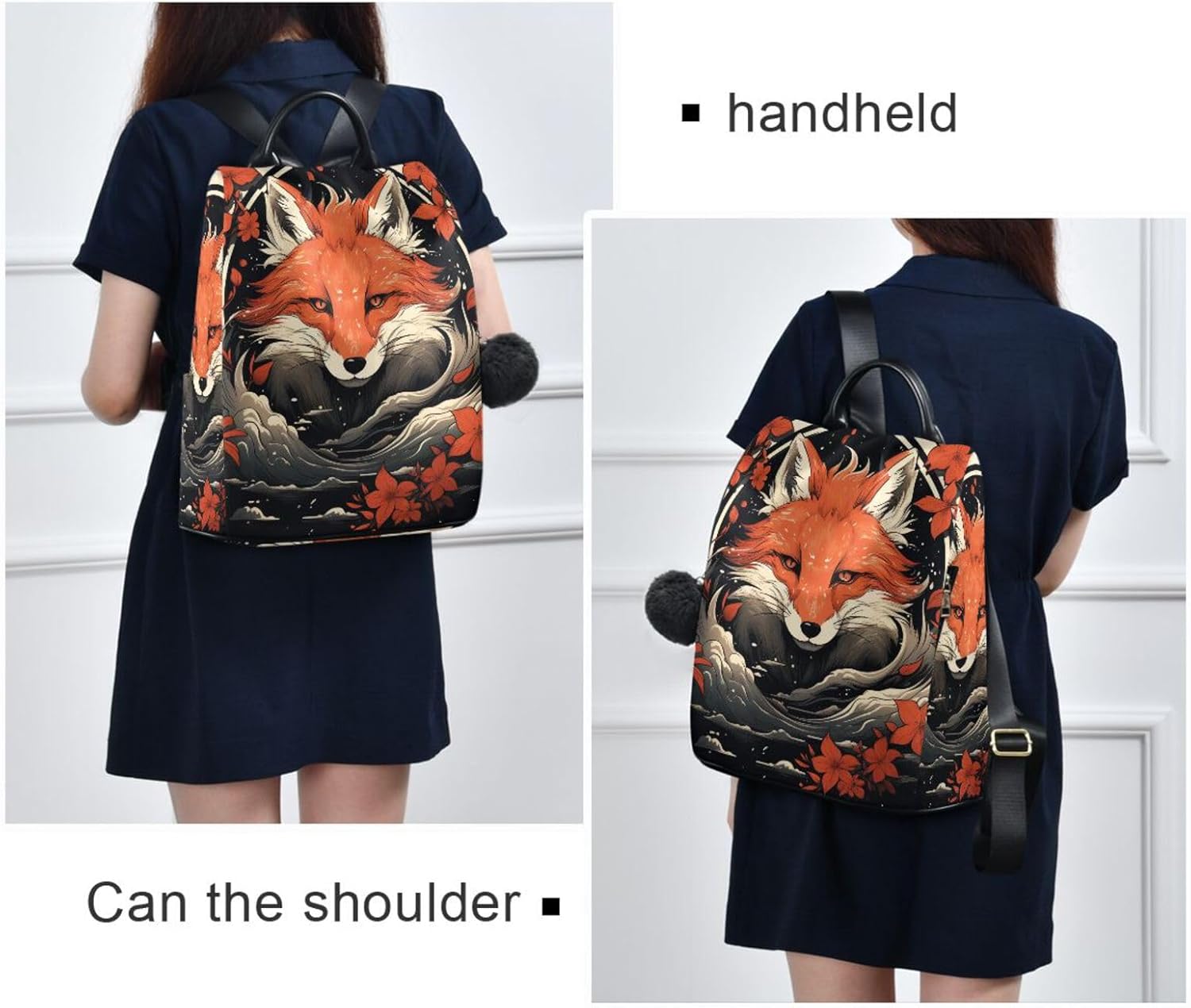 Anti Theft Backpack Fox Autumn Flowers Women Large Fashion Travel Shoulder Bag Purse Rucksack Lightweight - Image 7