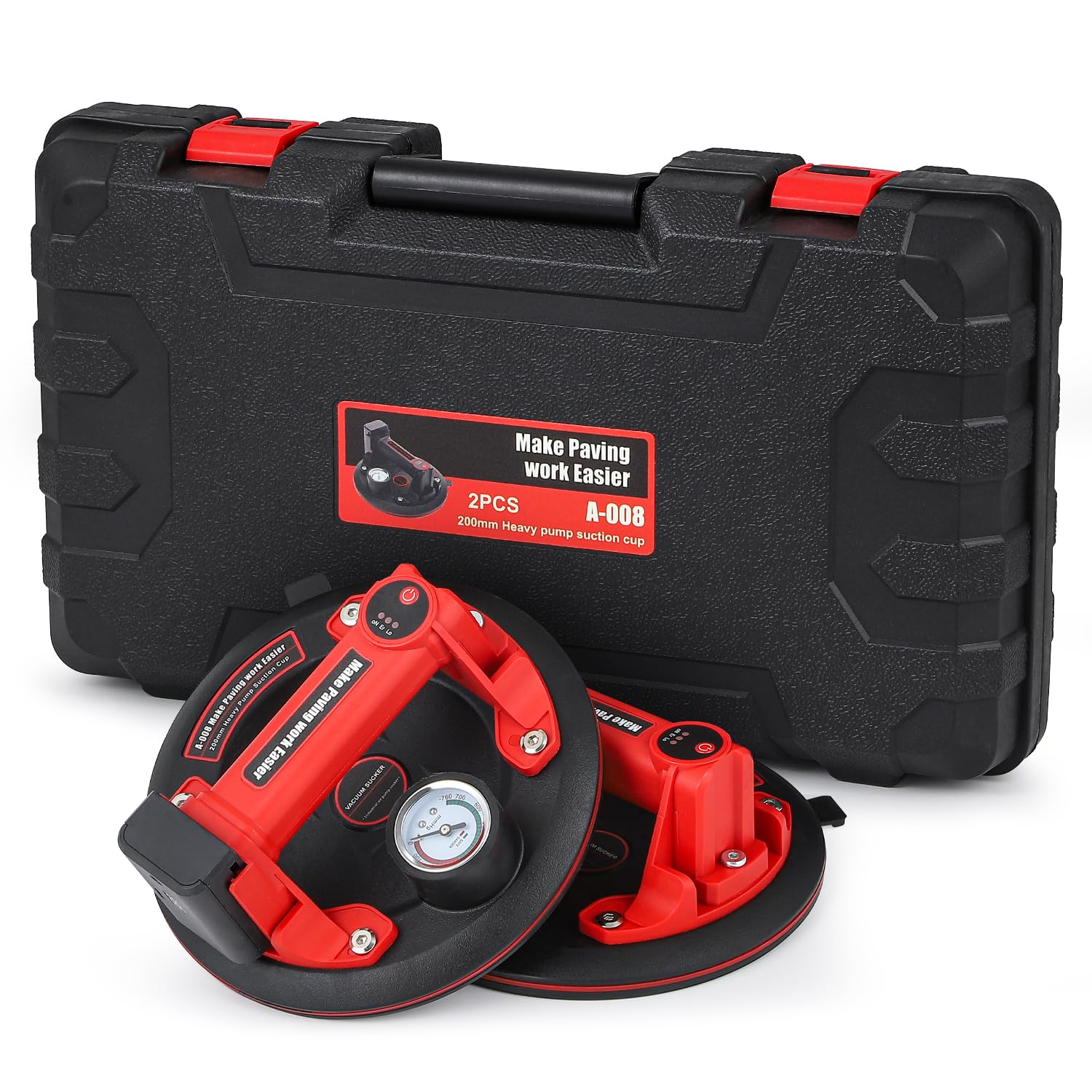 Bonvoisin 2 Pack Electric Glass Suction Cups 8" Auto Stop/Suction Vacuum Cups with Metal Handle for Glass Ceramic Tile Metal Smooth Board Marble Windshields