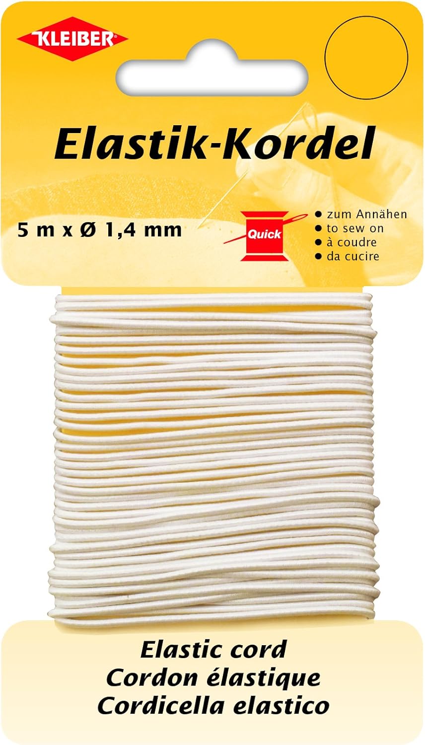 Kleiber Elastic Cord 5m x 1.4mm White, Polyester Blend, 14 x 8 x 1 cm