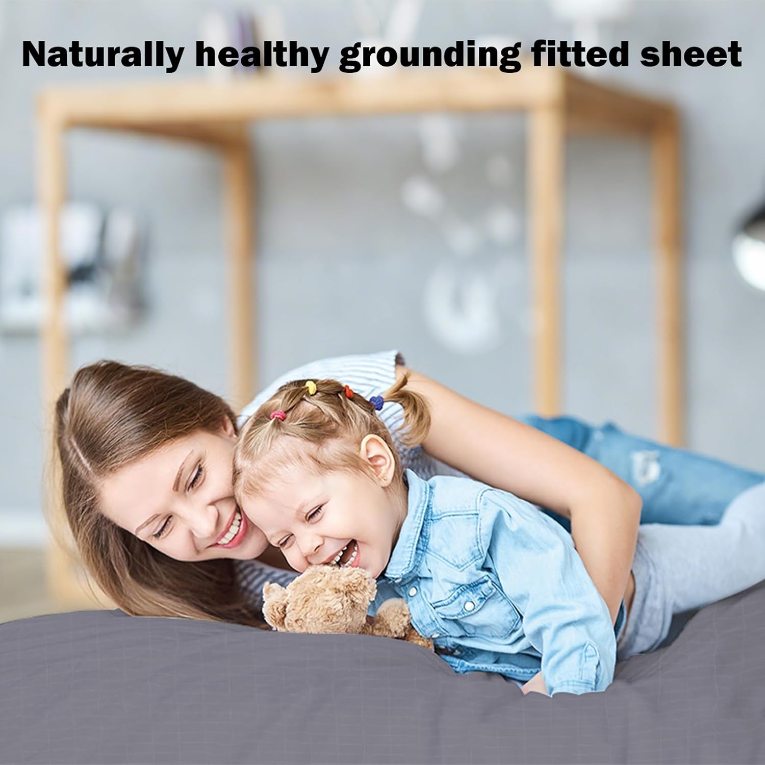 Grounding Sheets Full Size Grounding Fitted Sheet with Cord, Natural Healthy Sleep Solution, Deep Pocket Grounding Bed Cover for Enhanced Well-Being(Full,54x75x14in, Gray)