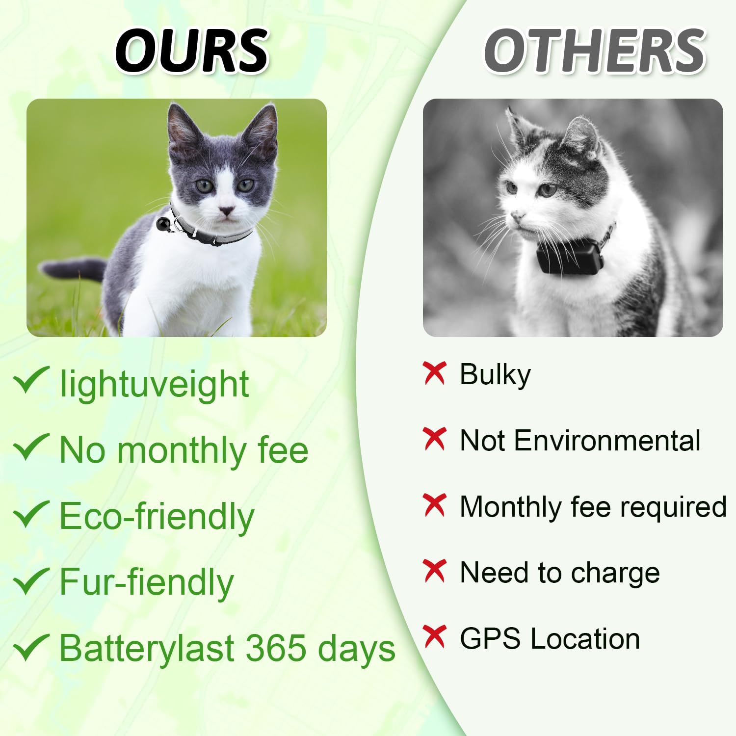 Traceur GPS Chat, Collier GPS Chat, GPS Chien Compatible avec iOS et Android, Traceur pour Chien sans Carte Sim Abonnement Mensuel, Collier Traceur pour Cha-t Chie-n, Localisation Temps Étanchéité