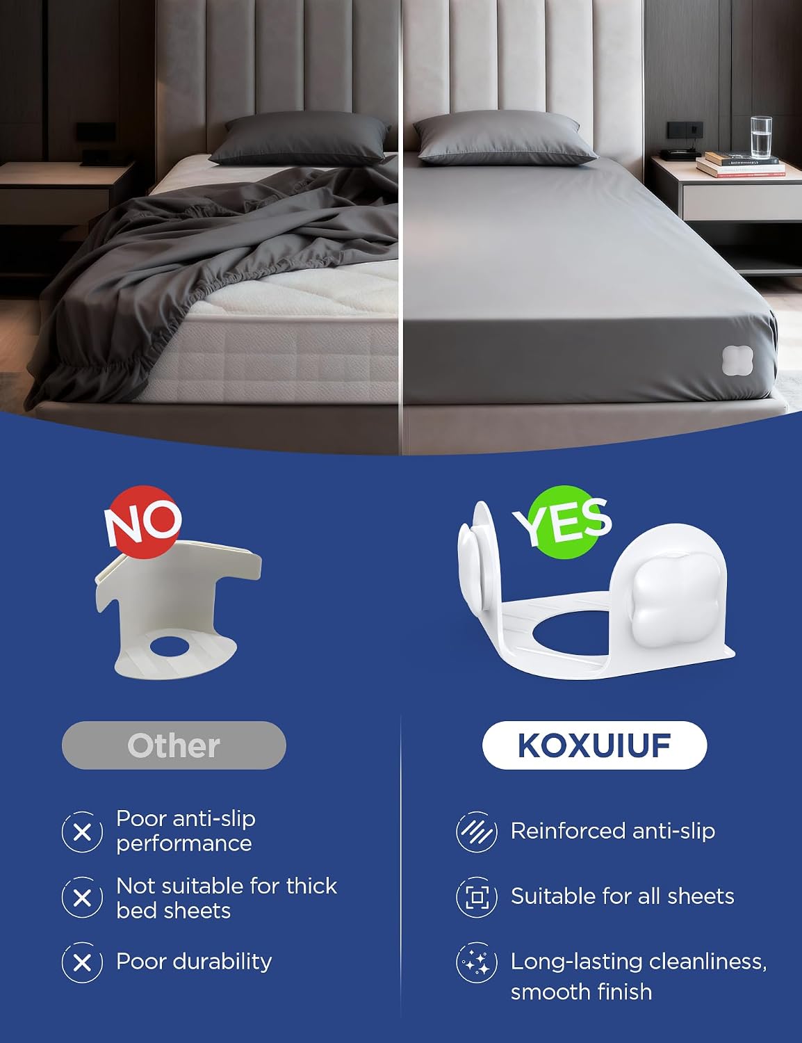 Sheet Holders Lock Bed Sheet Grippers - Fitted Sheet Holder for Corners Keep Sheets Firm & Tight Fit All Sheet Sizes,360 Degree Bed Sheet Tightener Easy Installation