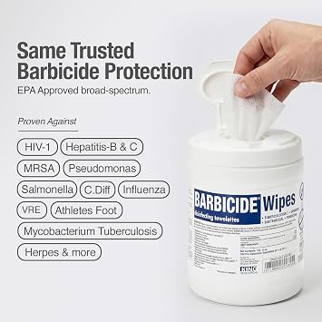 BARBICIDE Professional Disinfecting Wipes - 2 Pack (160 Count Each) 2-Minute Hospital-Grade Kill Time, EPA-Registered Surface Wipes Bactericidal, Virucidal & Tuberculocidal