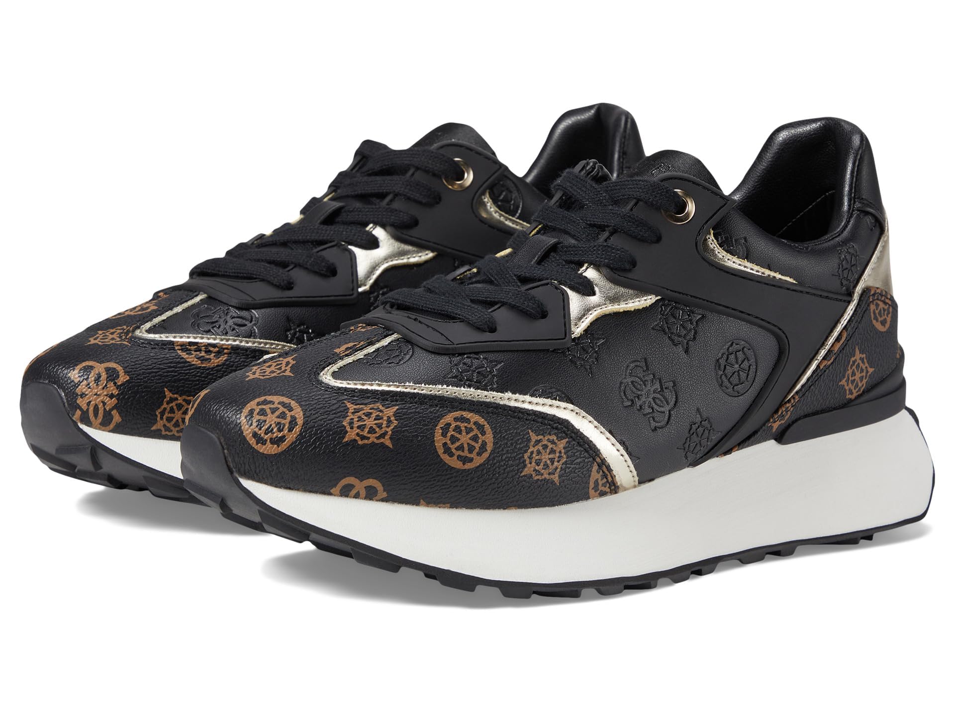 GUESS Women's Luchia Sneaker, Black Multi, 6.5 UK