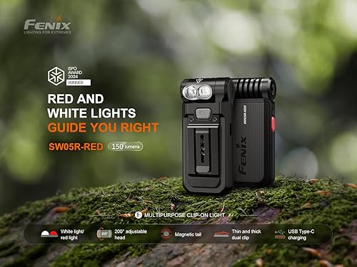 Miniatura 2 de Fenix SW05R-RED Clip On Flat Body Swival Linterna con Luz Roja con EdisonBright Estuche de accesorios Bundle (negro)