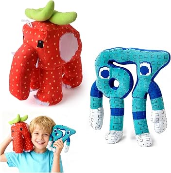 2PCS Steal Brainrot Toys Plush Cute Italian Brainrot Funny Stuffed Animal Soft Decorative Cushion for Kids Teens Collectible Blue Meme Plushie Gift for Christmas Birthday Home Red&Blue