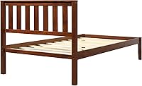 Vista 7 de SOFTSEA Twin Size Wood Platform Bed Frames with Under Bed Storage, Mid Century Twin Bed Frame with 1Headboard, Simple Twin Bed Frame, Walnut Nogal