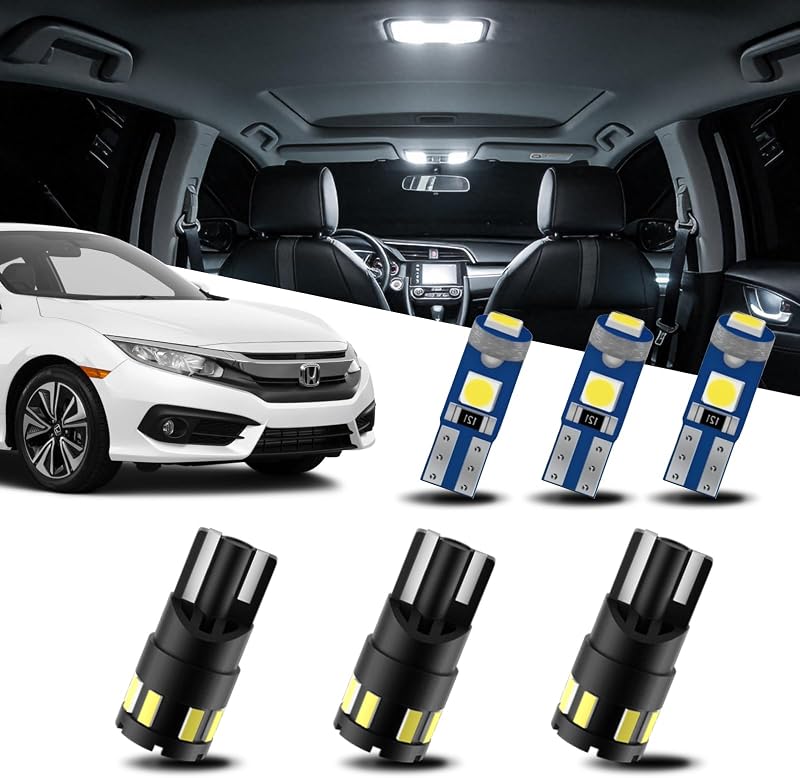 Kit de lâmpadas LED internas EASY EAGLE 6000K para Honda Civic 2016 a 2021 – 6 peças com ferramenta de instalação