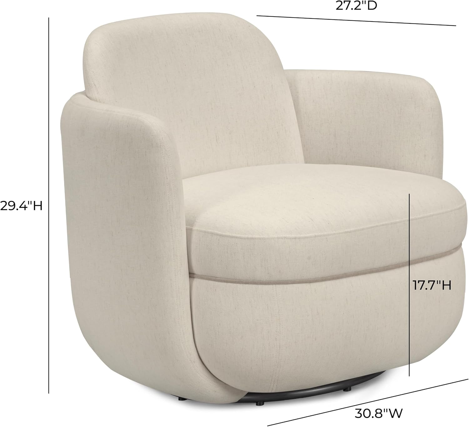 Tov Furniture Wolfie Cream Chenille Swivel Chair