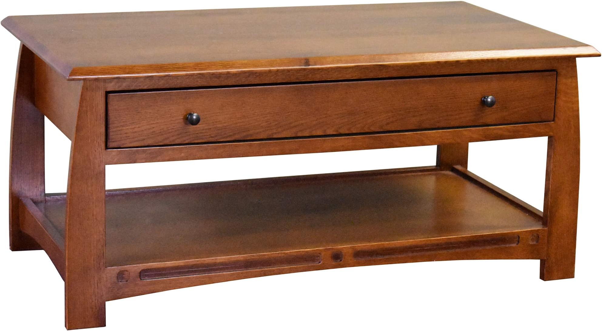 Crafters and WeaversMission Crofter Style 1 Drawer Quartersawn White Oak Coffee Table - Model A32