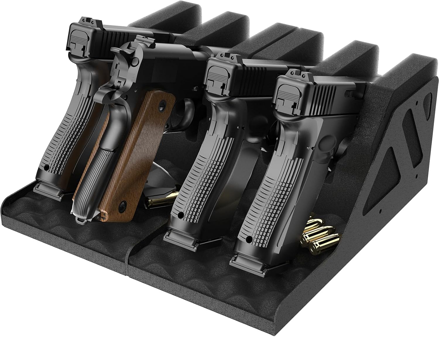 Z ZLJUAN 4 Slots Universal Pistol Rack, Handgun Rack Pistol Holder for Gun Safe, Foam Protective Pistol Stand Gun Storage Fit Most Handguns