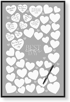 Karto Wedding Signature Board - Hearts Grey Best
