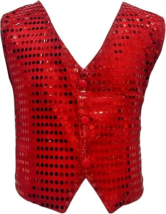 DRHOM Kids Boys Girls Sequins Waistcoat Sleeveless V neckline Hip-Hop Jazz Dance Party Stage Performance Jacket Vest Costume
