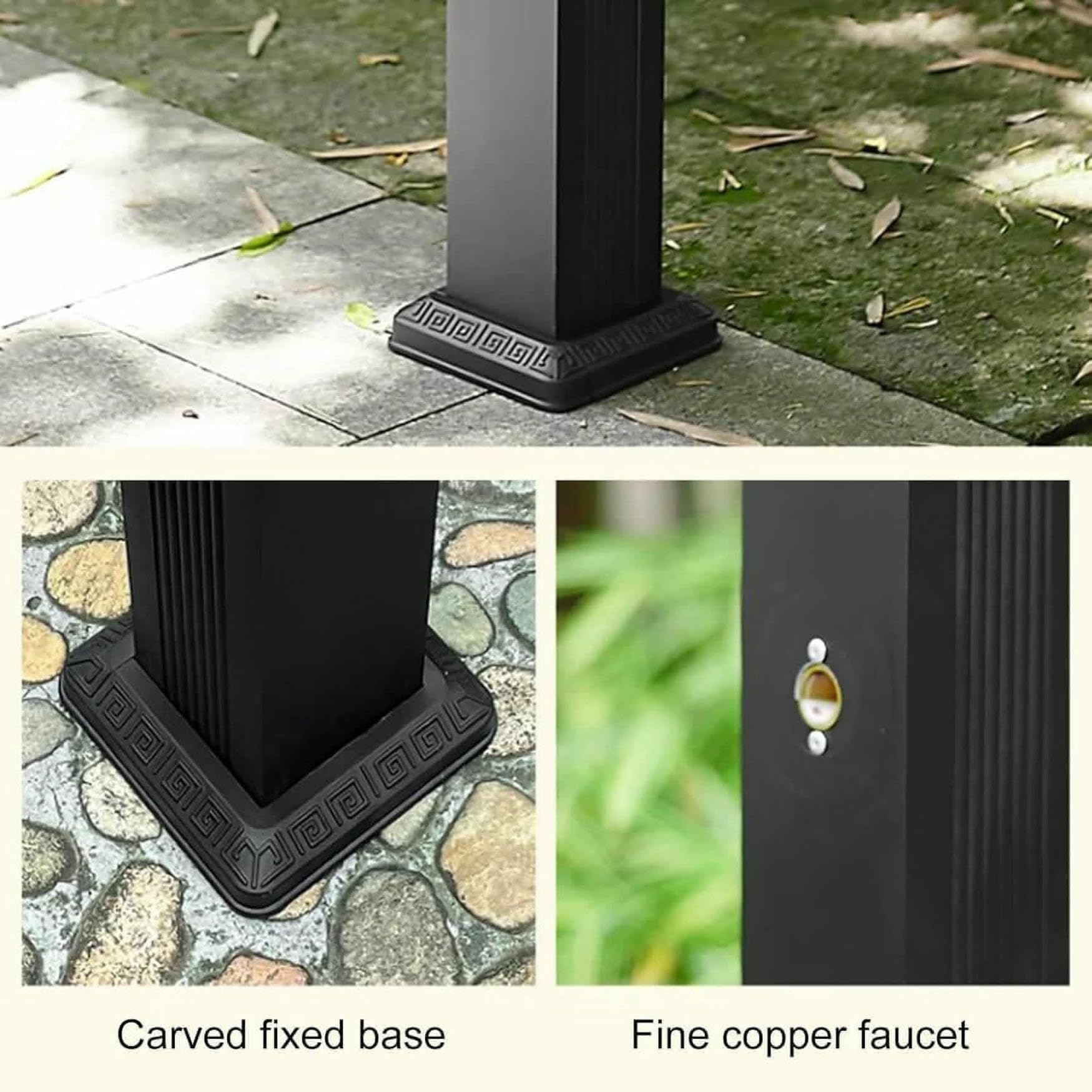 Fontana da esterno con rubinetto e gancio, colonna anti-allentamento per un efficiente sistema di irrigazione e irrigazione, decorazione da giardino e fontana d'acqua
