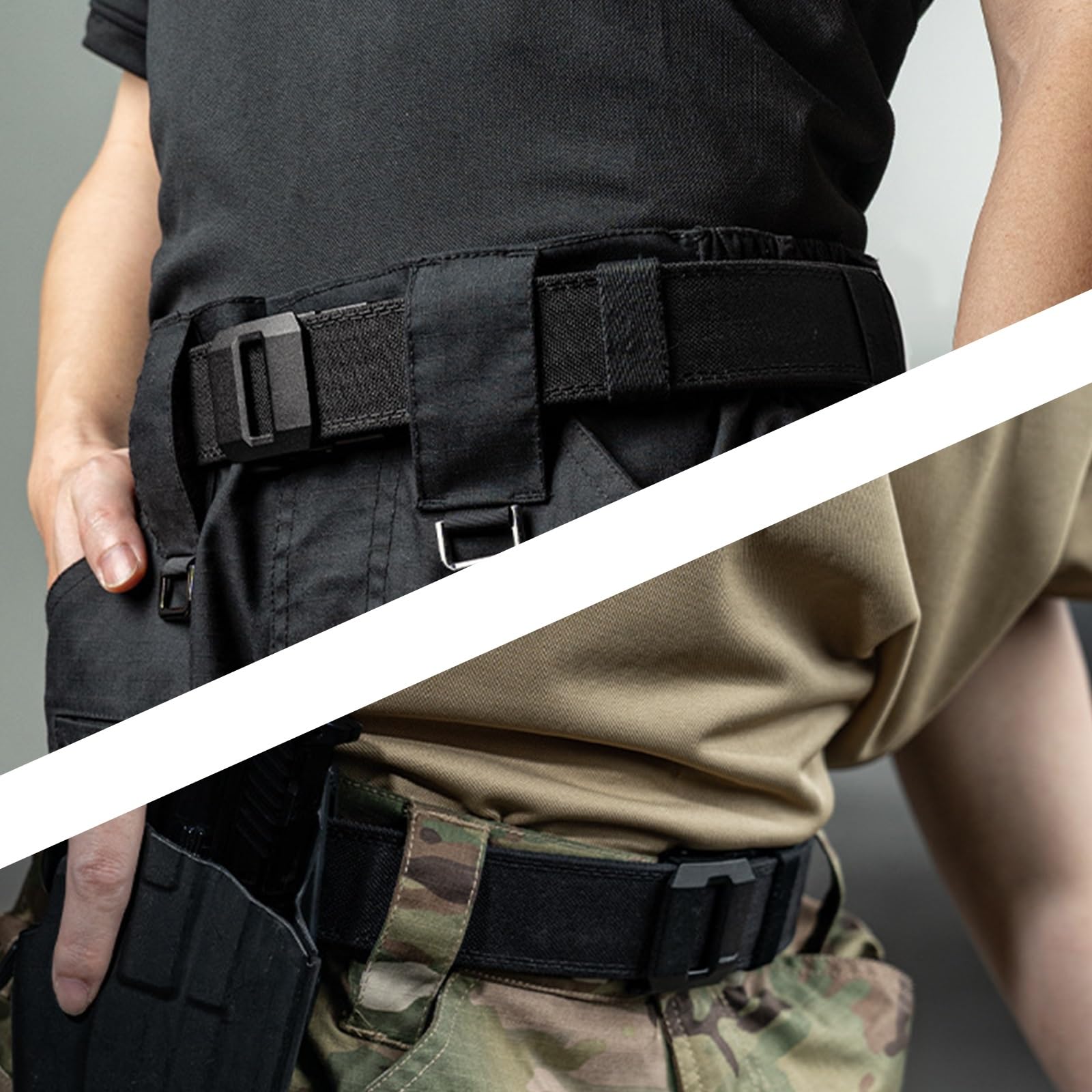Genérico Cinturón táctico de Nylon para Hombres, Hebilla metálica de liberación rápida, Ajuste Recortable, Cinta de Alta Resistencia 1000D, cinturón de Trabajo Ligero