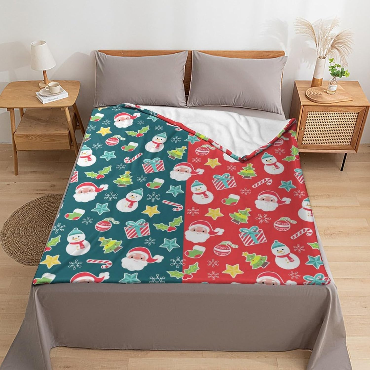 Cartoon Chritmas Throw Blanket Christmas Blanket Idea for Adult Kid Christmas Decor Warm Blanket for Home Travel Camping 80×60