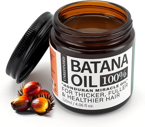 Batana Oil for Hair Growth Dr. Sebi 100% Natural, Unrefined and Organic Batana Oil from Honduras, for Frizz, Split Ends, Texture & Shine, 4.06 Ounce Jar