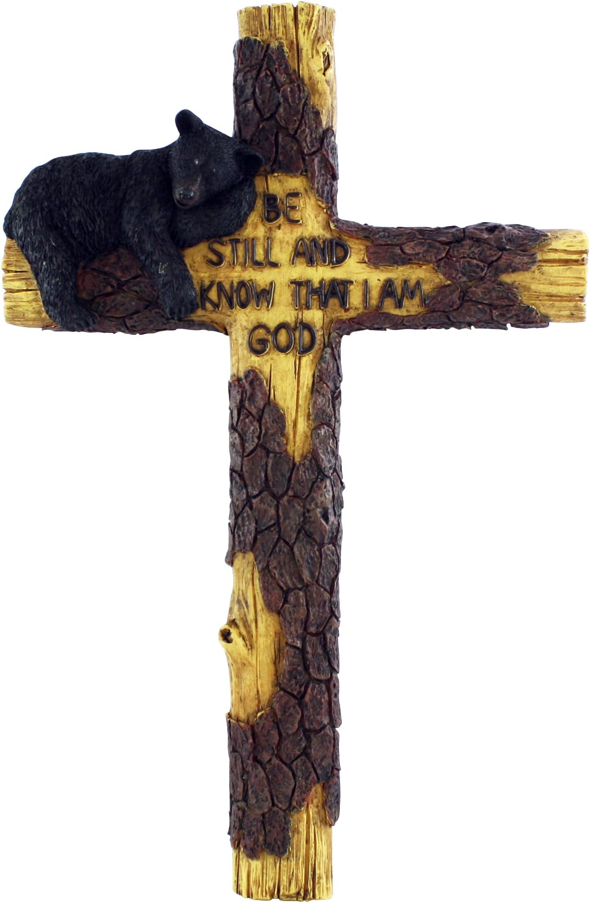 Pine RidgeMagnificent 16" Black Bear Wall Cross - Beautifully Hand-painted and Crafted Polyresin For God-Fearing Hunters, Wildlife Lovers and Outdoorsman - Great For Arts and Crafts