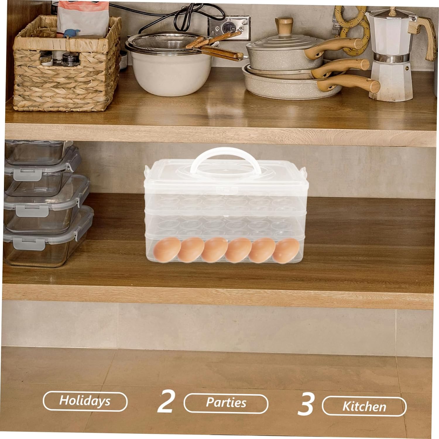 Operitacx Stackable Egg Carrier with Lid Egg Storage Box for Eggs for Parties and Kitchen Use Space Saving Design Secure Locking Mechanism with Handle