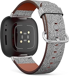 CJBROES Replacement Leather Watch Band, Compatible with Fitbit Versa 3 and Fitbit Sense of Wristband Bracelet Accessory - Tribal Ethnic
