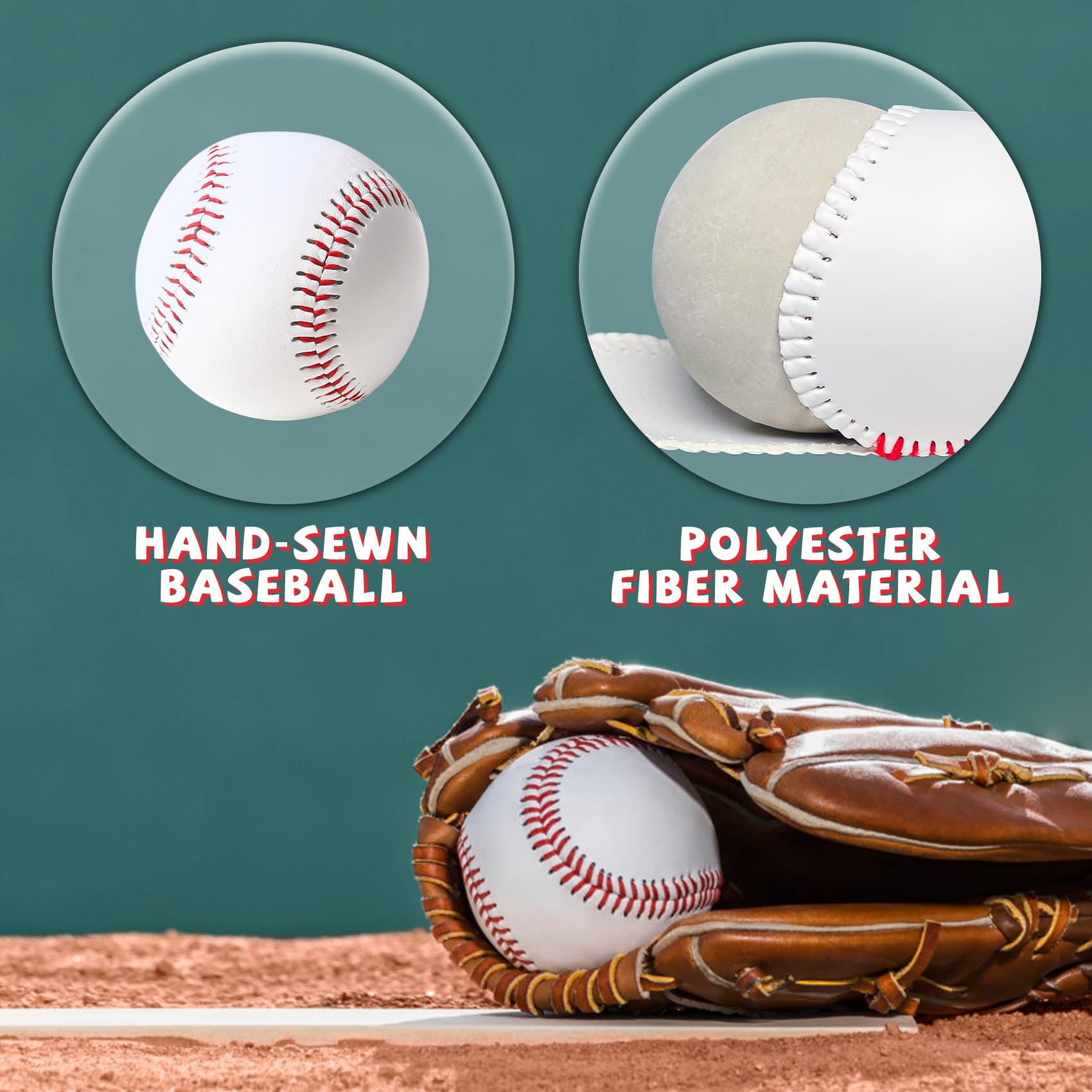 HANKLENSS 12 Pack Standard Size T-Ball Baseballs - Unmarked & Soft Practice Balls for League Play - Durable Synthetic Leather Cover - Rubber Filling - Perfect for Training, Hitting, Batting, Fielding