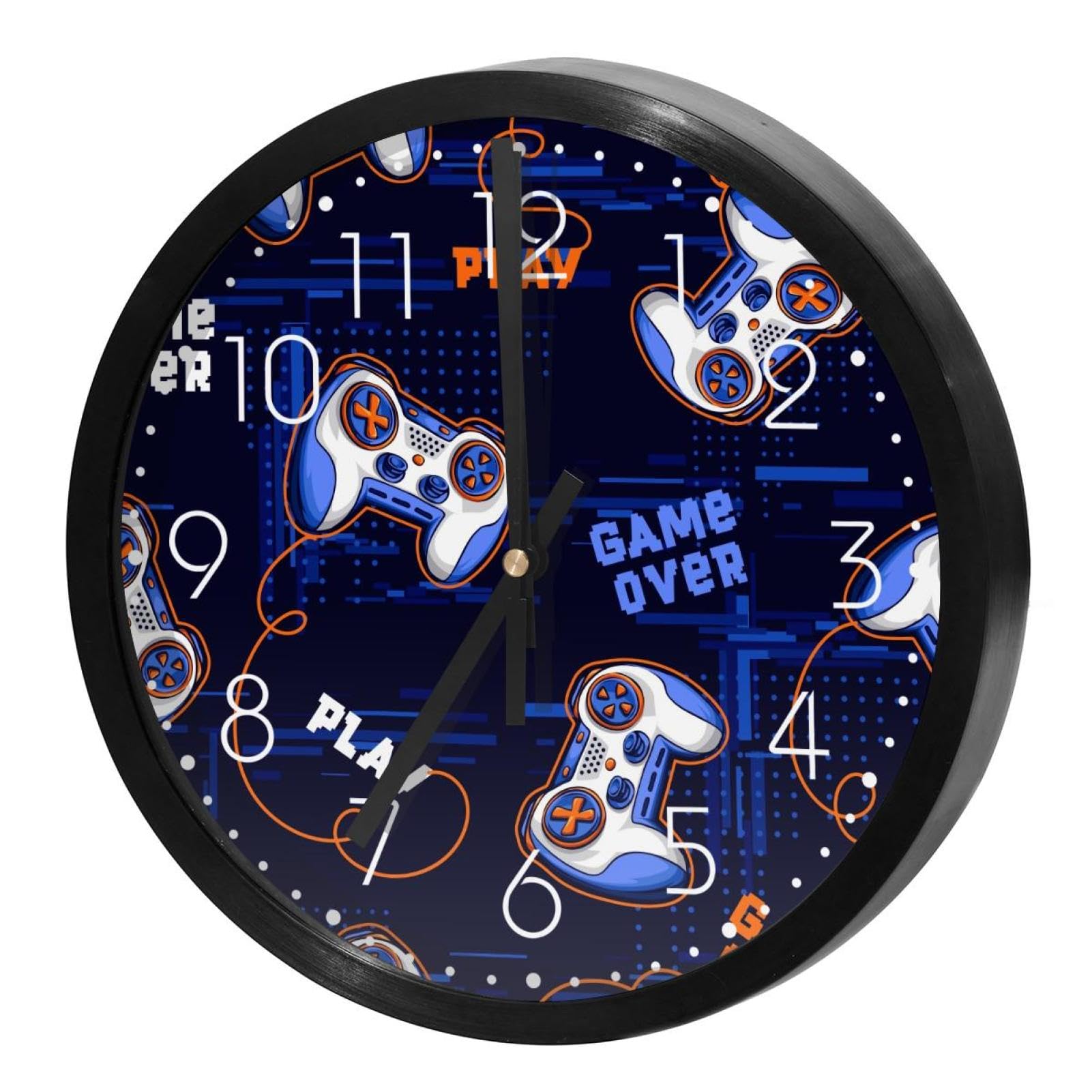 Horloge murale silencieuse à quartz motif joystick pour chambre et bureau