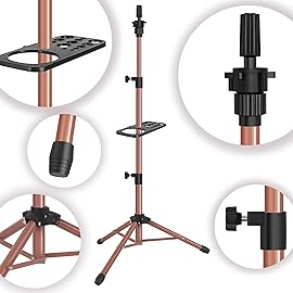 ZQIAN BEAUTY Wig Stand Tripod 50 Inch Metal Wig Mannequin Head Tripod Stand For Hairdressing Training Head Adjustable Wig Tripod Stand with Tool Tray (Latte, Mannequin Head Not Included)