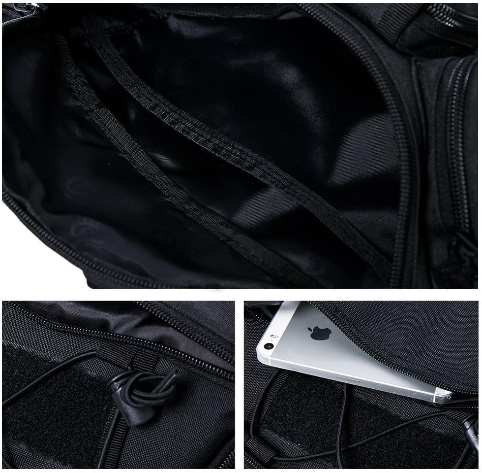 Tactical Waist Pack CREATOR Portable Fanny Pack Outdoor Hiking Travel Large Army Waist Bag Military Waist Pack for Daily Life Cycling Camping Hiking Hunting Fishing Shopping - Black : Sports & Outdoors