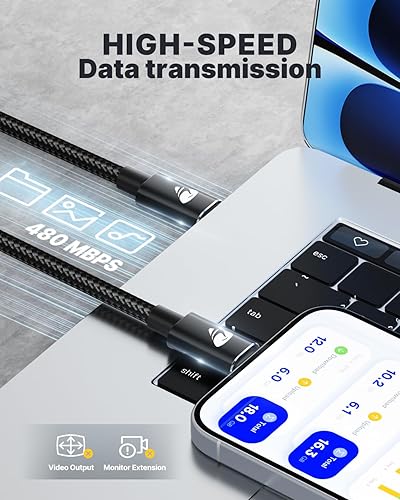 Vista 24 de Cable USB C de 10 pies, paquete de 2 cables de carga USB A a tipo C, cable de carga rápida de 3A para Samsung Galaxy S23 S22 S21 S20 A01 A02s A10e