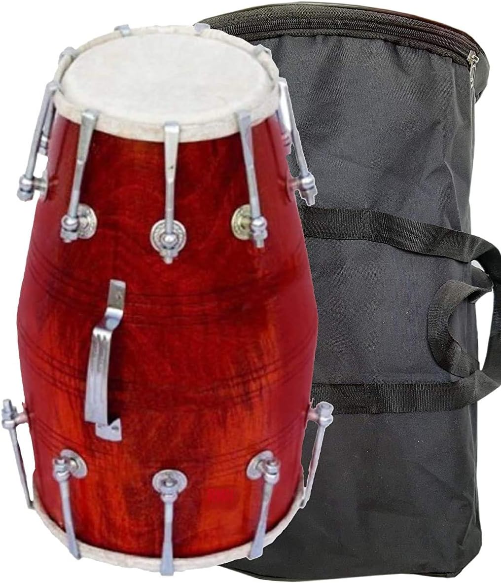 Handmade Wood Dholak Indian Musical Instrument Drum Nuts & Bolt Dholak