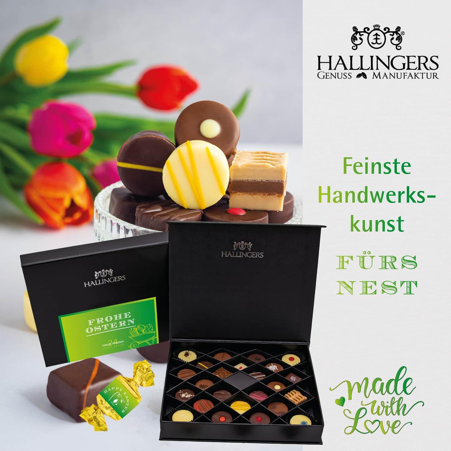 Hallingers Genuss Manufaktur Feinkost Oster-Geschenk-Set - XXL-Geschenkkorb "Gruß vom Osterh..." großer Ostergruß Ostereier, Gewürz, Sekt, Schoki, Duftkerze & viel mehr, Ostern Körbchen für Frauen