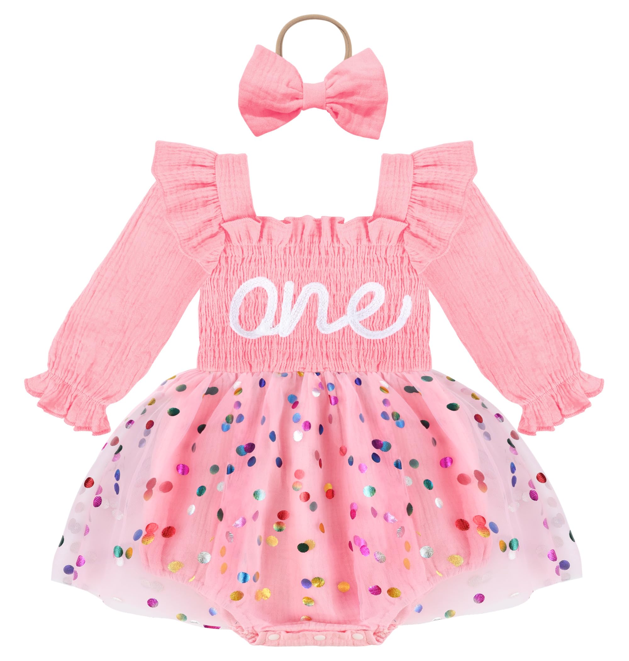 HONGTEYA Baby Girl 1st Birthday Outfit First Romper Tulle Dress Gifts