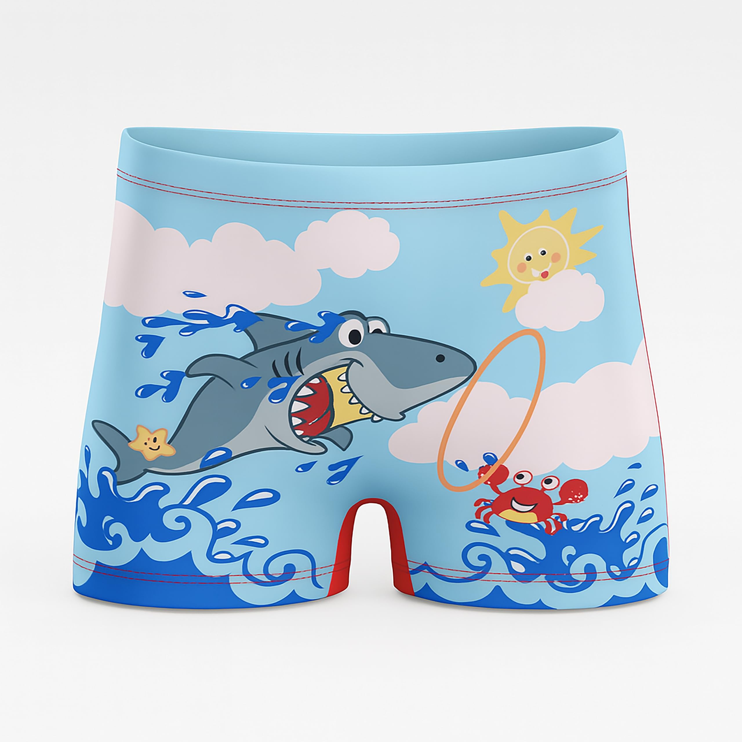 Morex Kids Swim Shorts with Dinosaur & Shark Print | Quick Dry, Stretch Swim Trunks for Toddlers & Big Kids (Ages 3-4) | Swimming Costume for Pool Parties, Beach & Swimming Activities-Multicolor-2 4