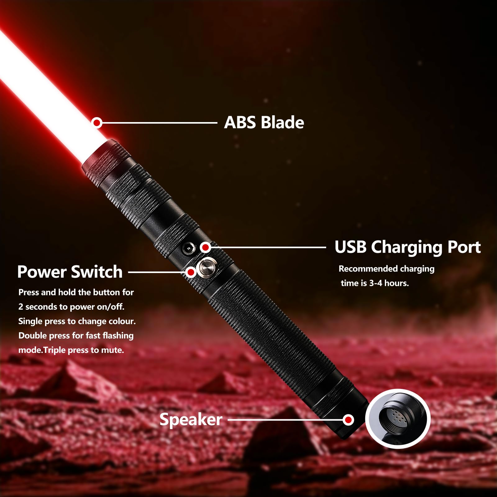 Lightsaber Toys for Star Wars Cosplay, Black, 76cm - Image 4