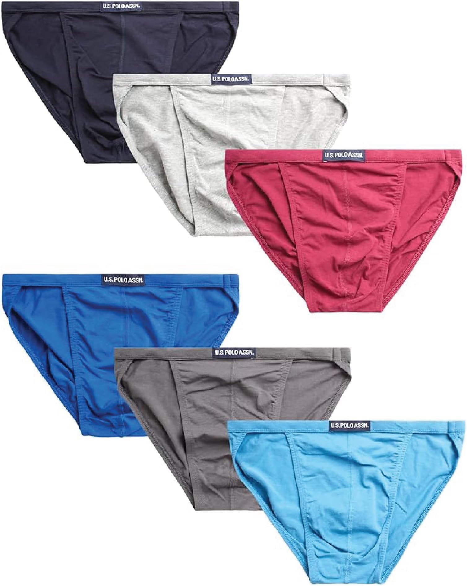 U.S. POLO ASSN. Mens Bikini Underwear - 6 Pack Cotton Blend String & Classic Cut Tag Free Briefs for Men with Contour Pouch