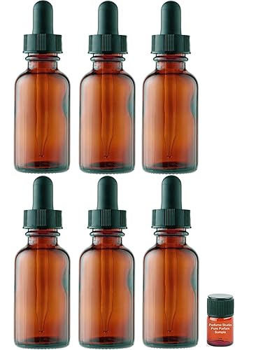 Miniatura 8 de Paquete de 6 botellas vacías de vidrio de cobalto cosmético de 2 onzas con una muestra de fragancia Perfume Studio de 0.1 fl oz (botellas de cobalto