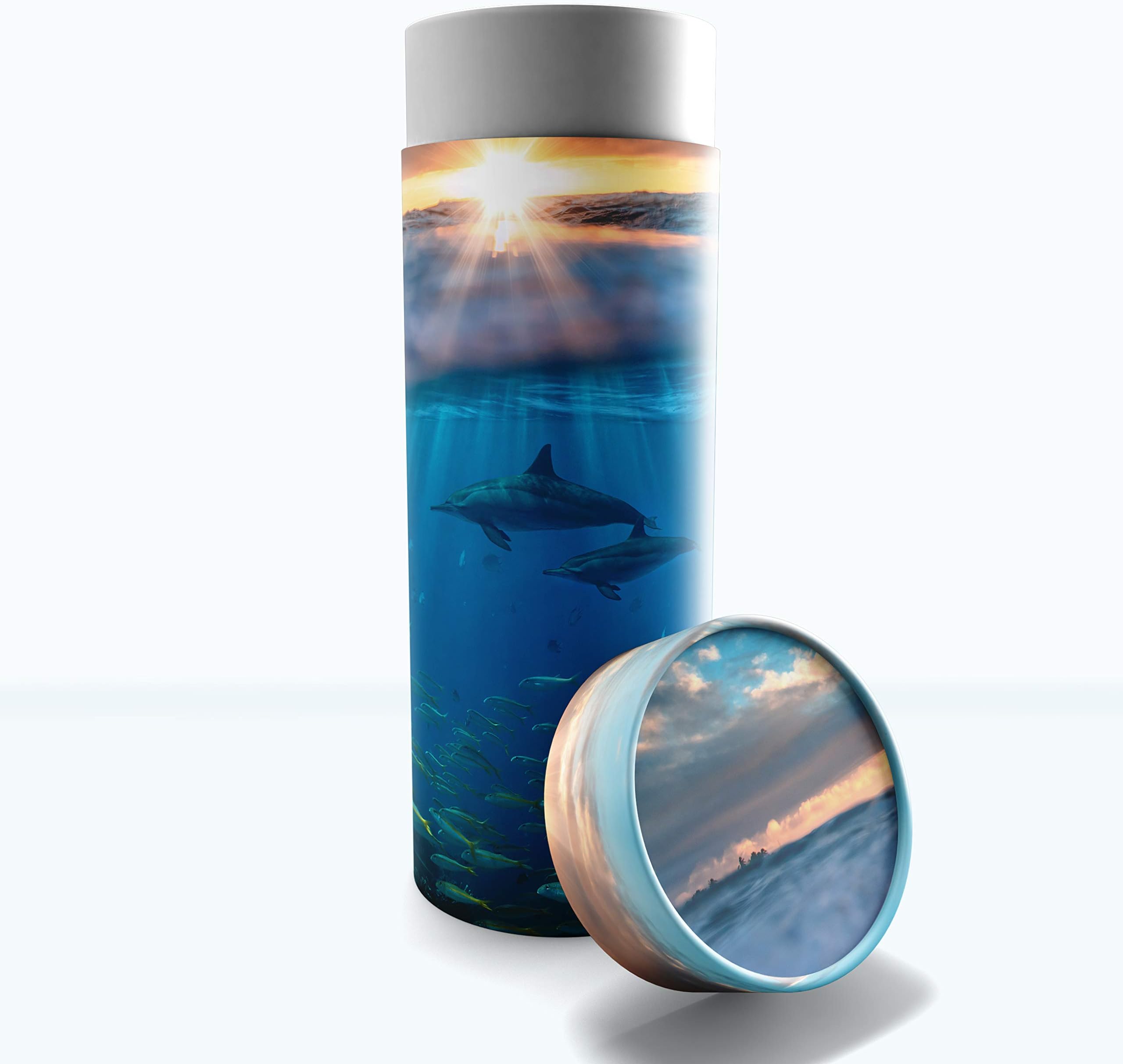Divine Dolphins Scattering Tubes for Human Ashes TSA Approved Scattering Urn and Eco-Friendly Biodegradable Urns for Human Ashes & Biodegradable Urn for Burial at Sea