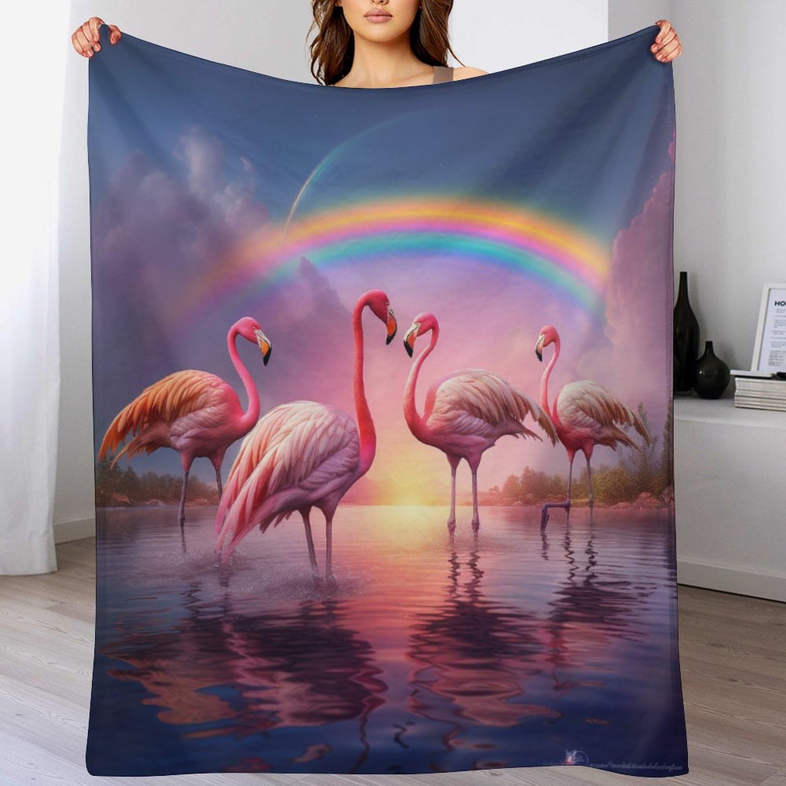 Couverture canapé flamant rose en flannel ultra douce de 130x180cm