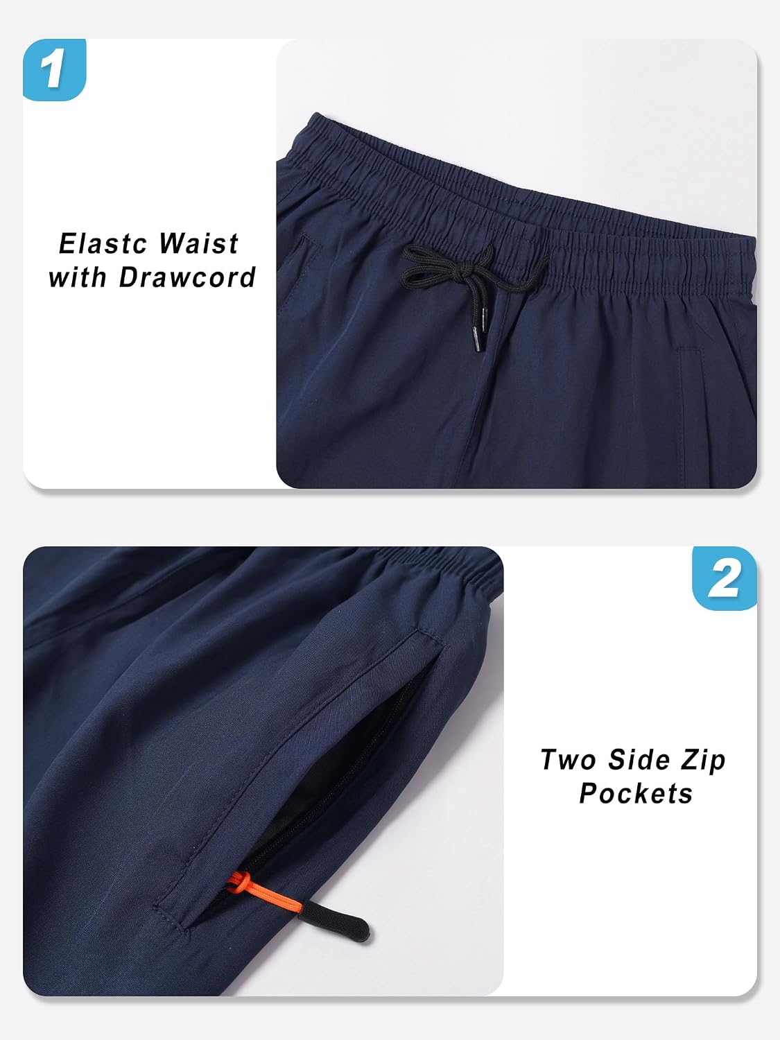 NATUST Boys' Loose Fit Athletic Shorts with Zipper Pockets Quick Dry Running Shorts