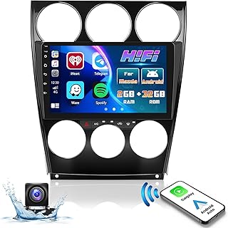 9 inch Touchscreen Android Car Stereo for Mazda 6 2004-2015 Wireless Apple Carplay and Wireless Android Auto 【2GB+32GB】 in Dash GPS Unit Support DSP EQ Split Screen RCA Subwoofer Backup Camera