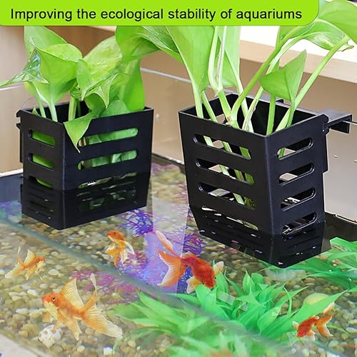 Miniatura 2 de Soporte colgante mejorado para plantas de acuario, 2 soportes de plástico para plantas acuáticas con ganchos y ventosas para decoración de plantas