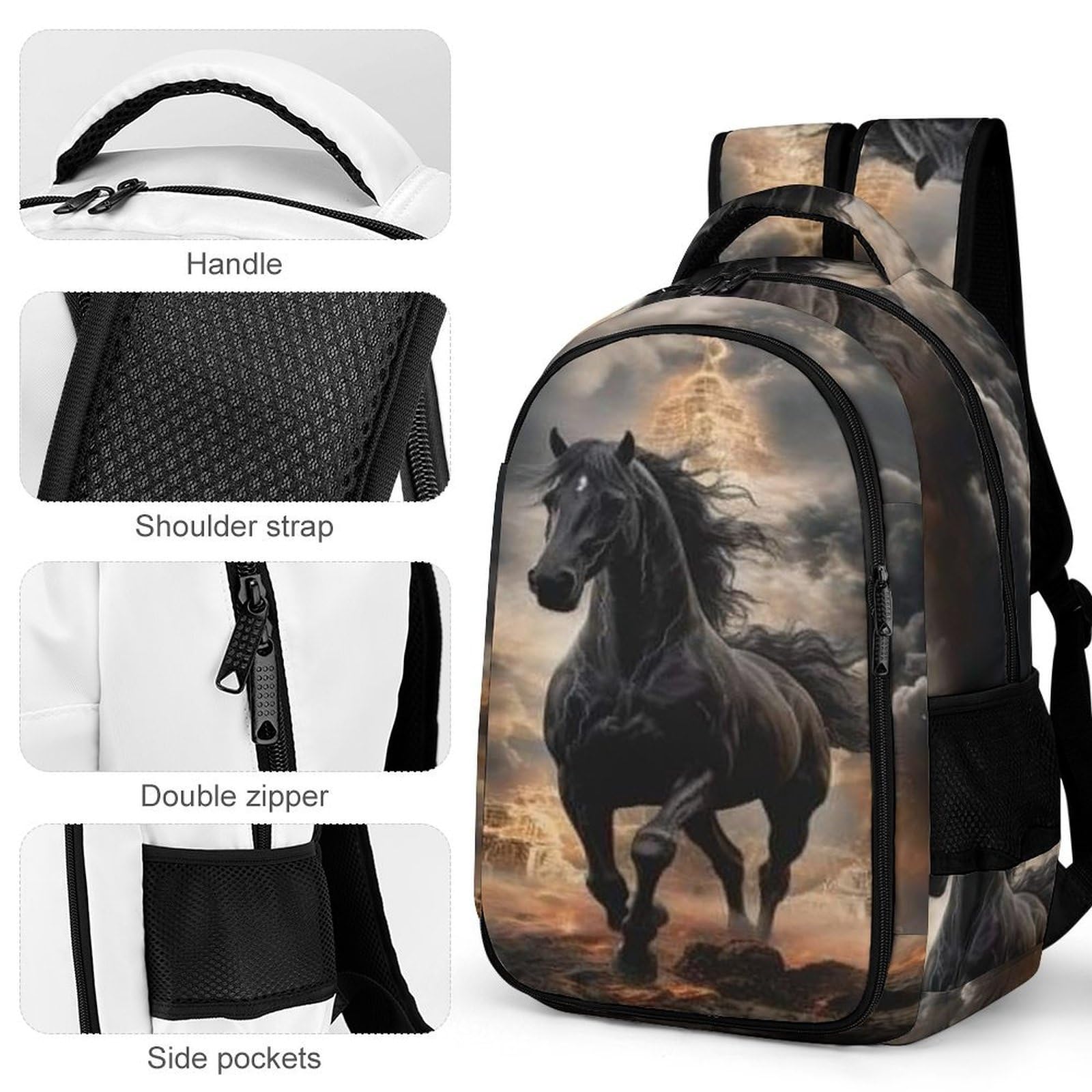 Pferd Kinderrucksäcke Pferd Schulrucksack Für Kinder Reiserucksäcke Büchertaschen Jungen Mädchen Schultasche One Size