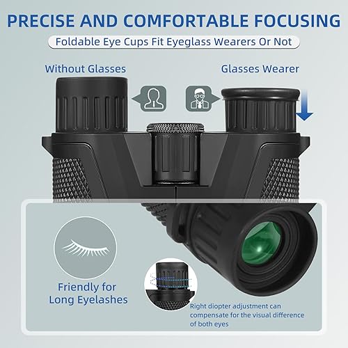 Miniatura 4 de Binoculares para adultos y niños, prismáticos compactos de alta potencia de 15 x 25 para observación de aves, teatro, conciertos, turismo,