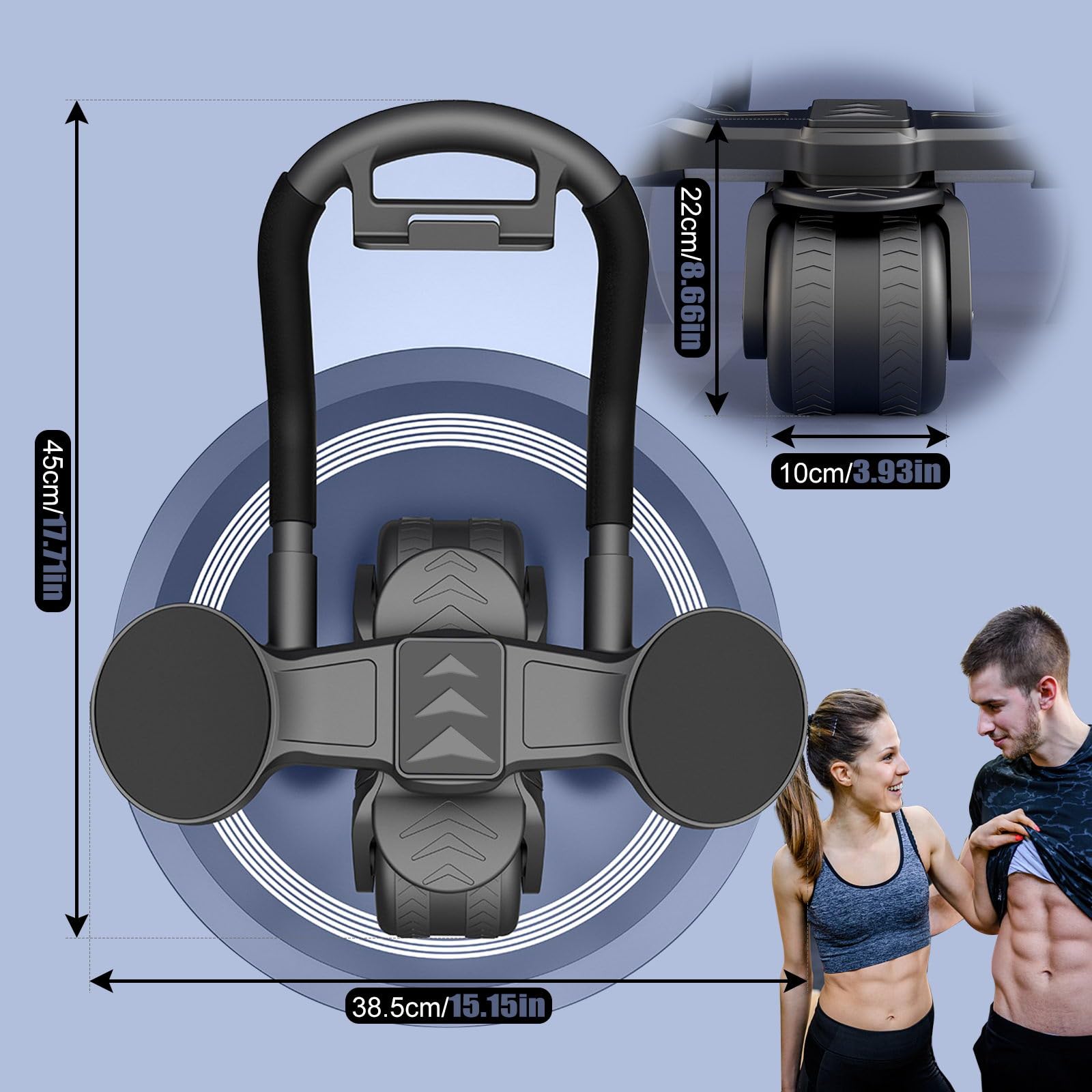 Automatyczne odbijanie, trener brzucha, do treningu mięśni brzucha ze stabilnymi podwójnymi kółkami, z uchwytem na telefon i podpórką na łokcie, sprzęt fitness do odchudzania w domu